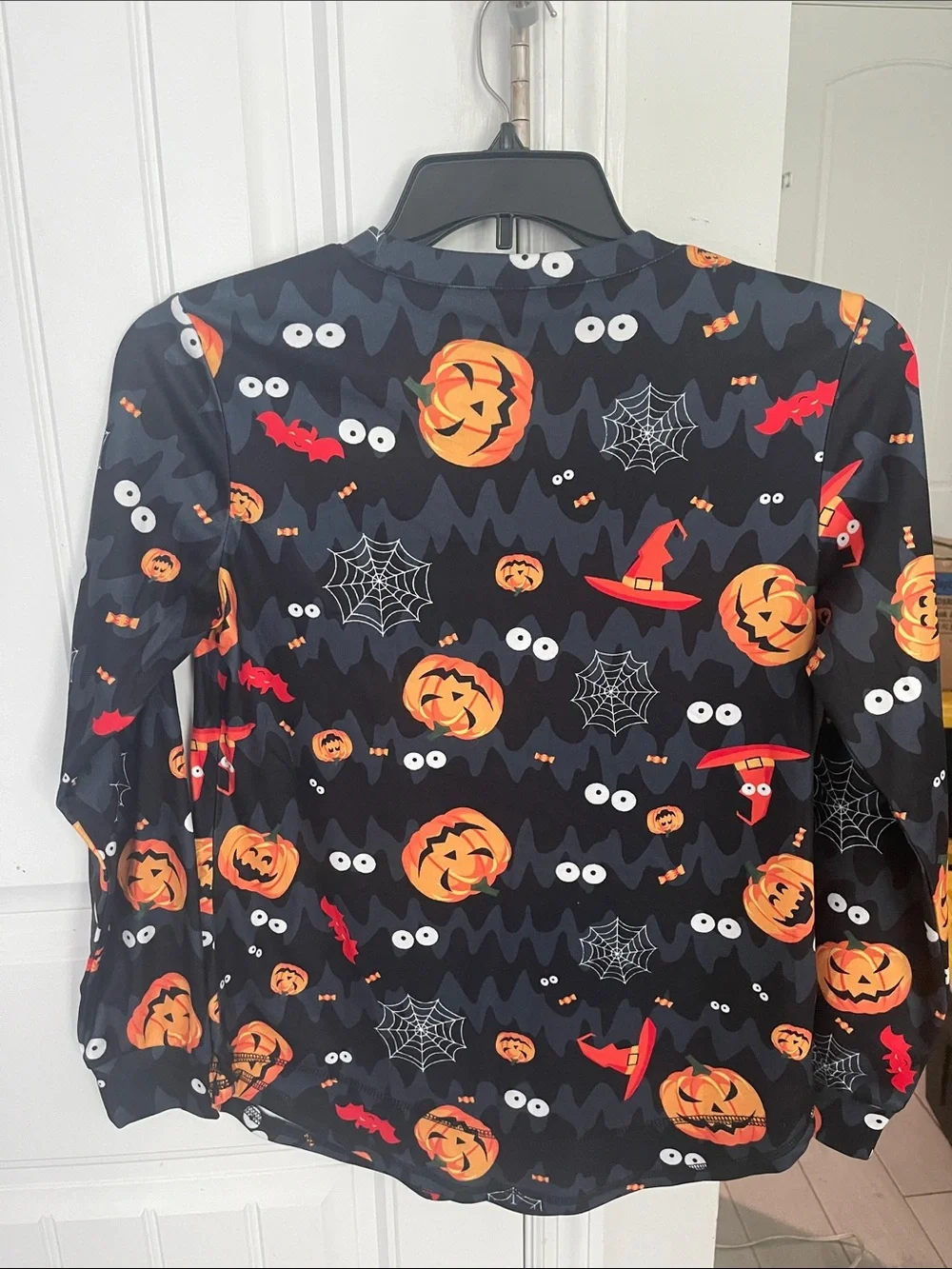 Kids Halloween Pumpkin & Spiderweb Long-Sleeve Shirt - Black & Orange